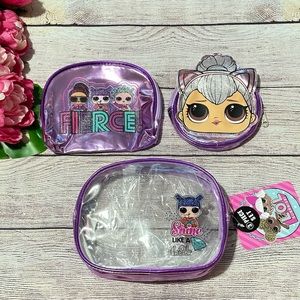 3 Piece Pouch Make-up Bag Coin Purse Set Travel LOL Surprise NEW